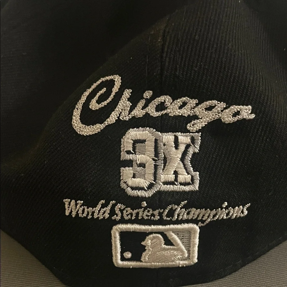 Chicago White‎ Sox New Era Hat Mens 7 1/2 Black MLB Baseball 59FIFTY 2005 WS 3X